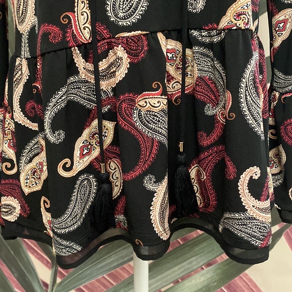 WHBM Long Sleeve Paisley Printed Blouse - Picture 7 of 12